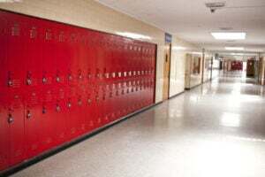 high school hallway and lockers